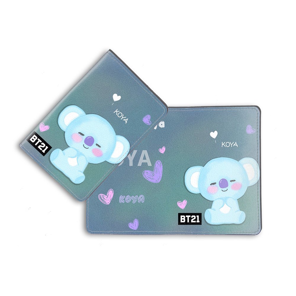 Bao da passport/hộ chiếu cao cấp in hình Chibi BT21 BTS Siêu cute
