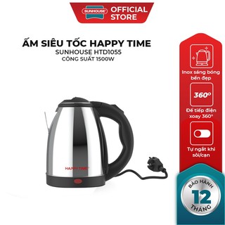 Ấm siêu tốc inox 2 lít happy time - ấm đun siêu tốc bảo hành 12 tháng
