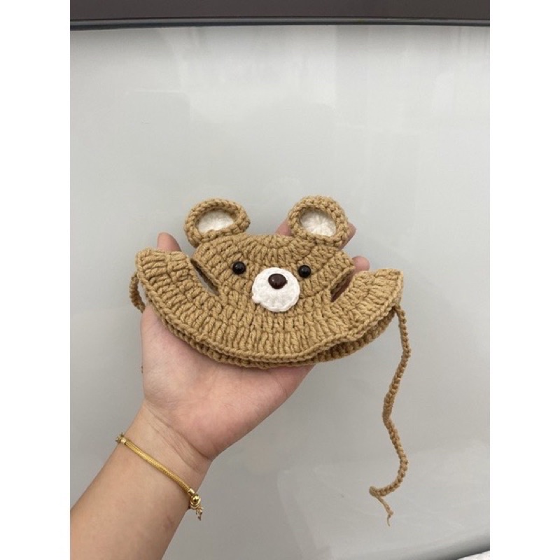 Mũ nón len handmade gấu cute siêu xinh cho chó mèo thú cưng