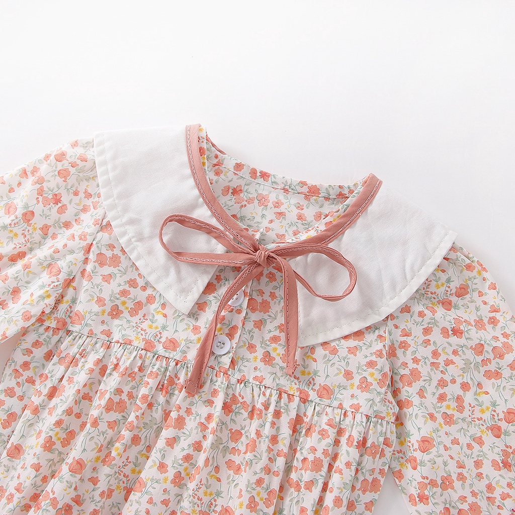 Bộ Áo Liền Quần Tay Dài In Hoa Xinh Xắn Cho Bé Gái Từ 0-2 Tuổi