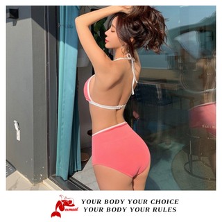 Bikini hai mảnh hai dây viền trắng hở lưng nhiều màu - M014 - Mermaid