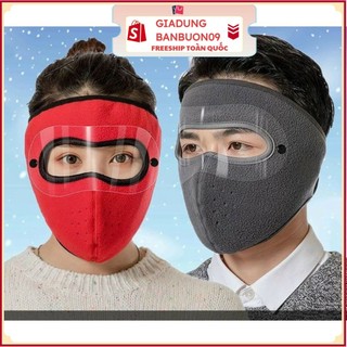 Khẩu trang ninja chất nỉ chống lạnh có kính chống bụi 2in1