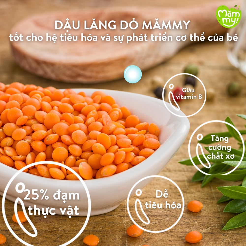 Hạt đậu lăng đỏ Mămmy cho bé ăn dặm cung cấp protein và chất xơ, tốt cho hệ tiêu hóa và sự phát triển của bé - hũ 130g