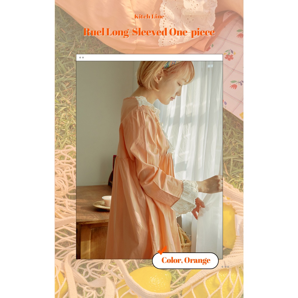 (WOLX22203V) Đồ ngủ Dài Tay Màu Cam Luel (40 'S) Free Size