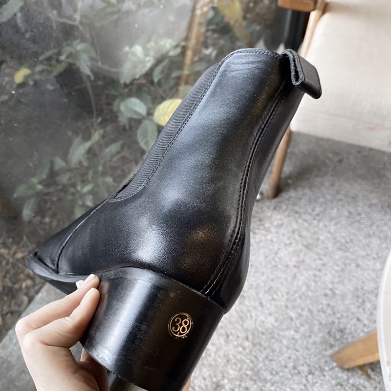 Giày High-Heel chelsea boot cao cổ da bò trơn TEFOSS HN603 đế gỗ cao 5cm size 38-44