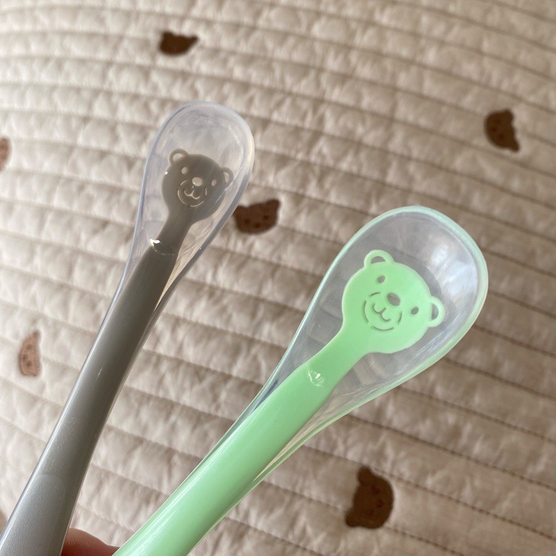 Thìa ăn dặm silicon Bluemama kèm hộp đựng cho bé từ 6m+