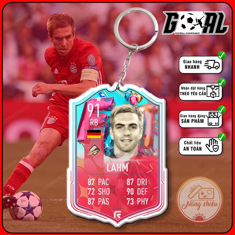 Móc khóa huyền thoại bóng đá Philipp Lahm cao cấp-phụ kiện treo balo-thẻ legend mới nhất 2023-Bayern München [5537-5548]