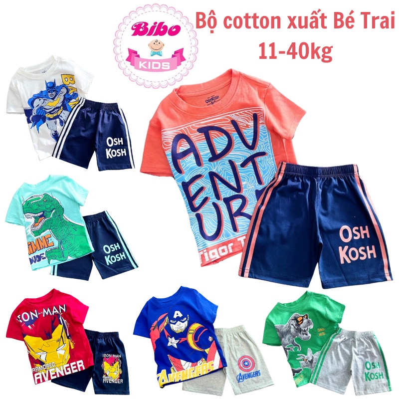 Đồ Bộ Cho Bé Trai Size Nhí Đại Cotton Mặc Mát Set Quần Đùi Áo Phông Cộc Tay Trẻ Em In Hoạt Hình Hot Trend