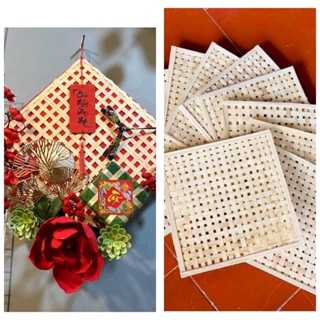 Tấm tre đan, mành tre, mẹt tre vuông decor trang trí tết, lớp mầm non, giáng sinh, khánh biểu ngữ