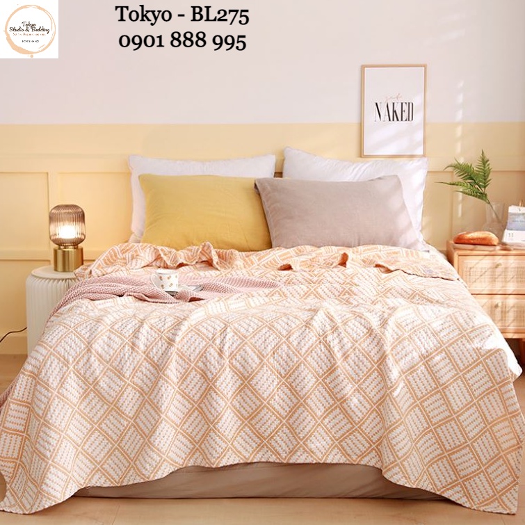 TRI ÂN🔴TH Chăn Thu Xô  Cotton Sợi tre Organic siêu kháng khuẩn 3 lớp