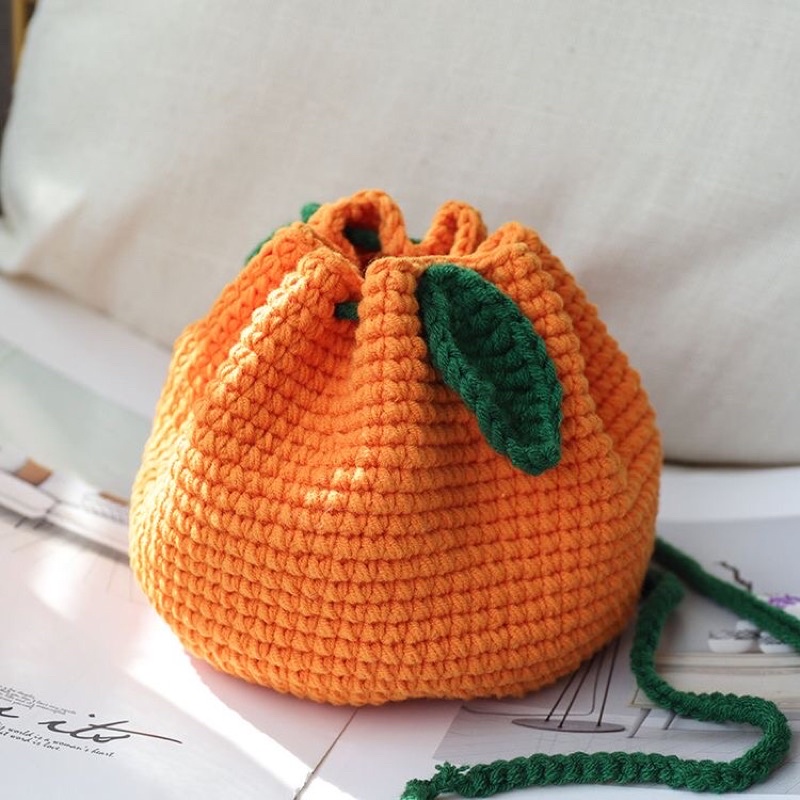 túi móc len hình quả cam xinh xắn handmade