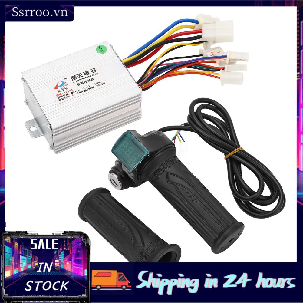 Ssrroo 24V 500W Brushed Motor Controller Digital Power Display Twist Throttle Handle Electric Bicycle Conversion Kit