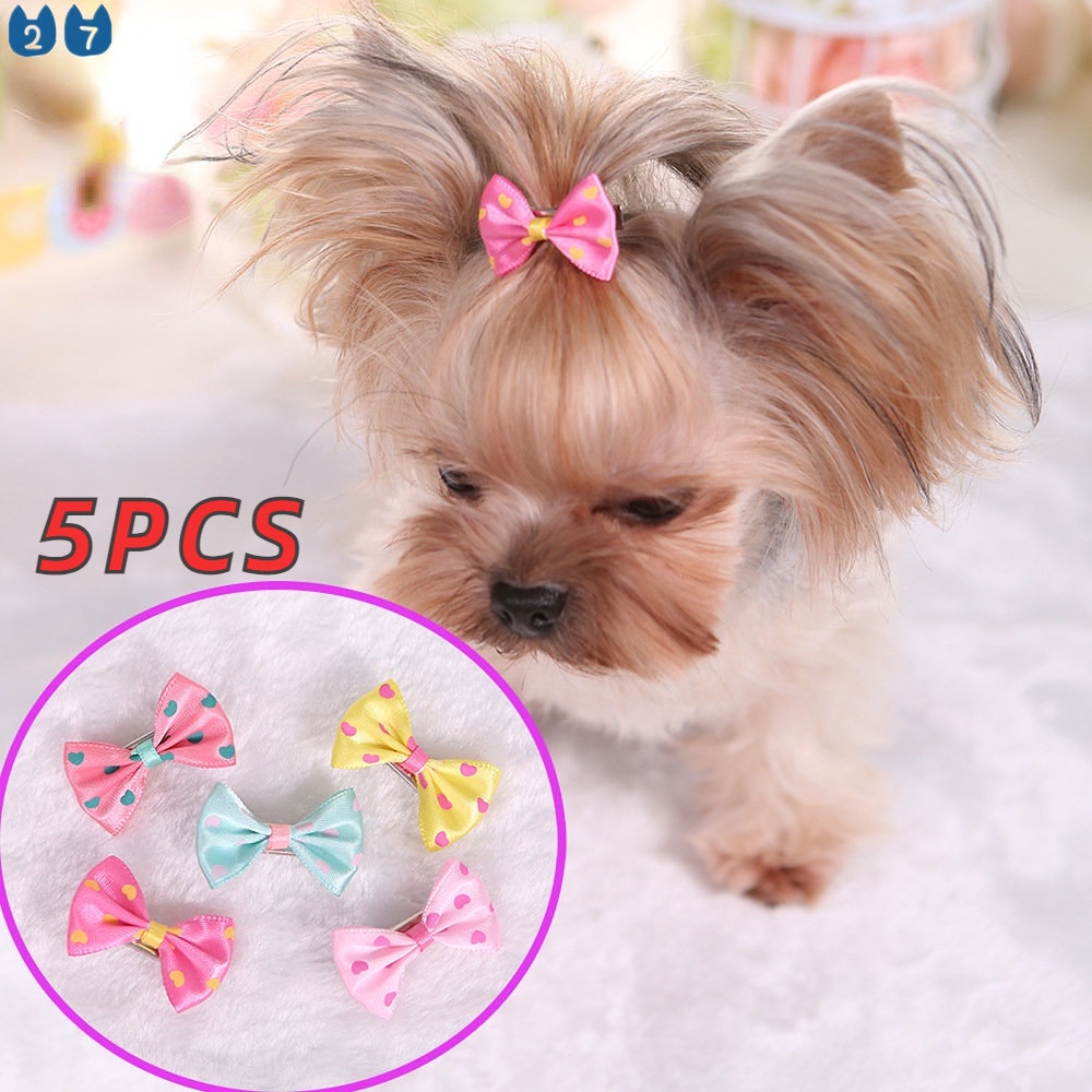 Bộ 5 Kẹp Nơ / Đính Đá Sapphire Chuyên Dụng Trang Trí Cho Thú Cưng