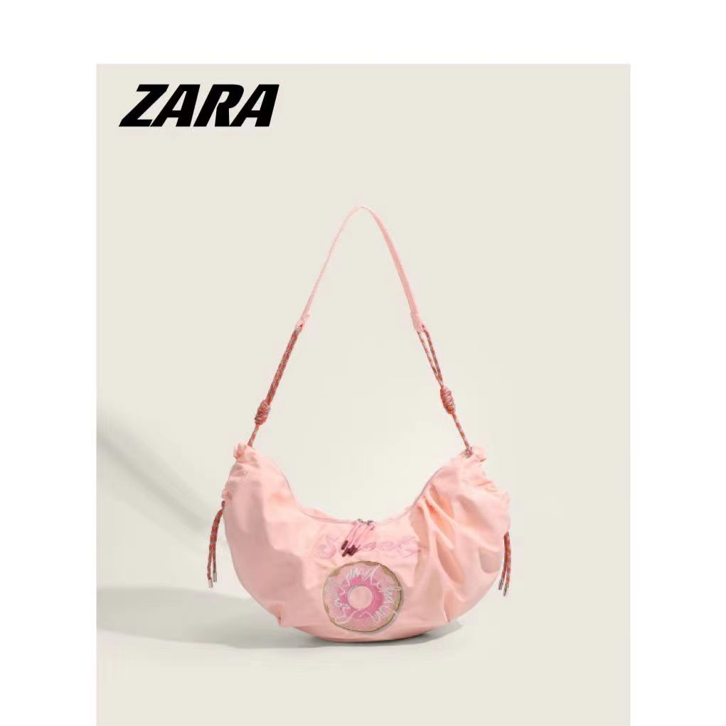 Túi Xách Đeo Vai Zara Thêu Hình Bánh Donut Cỡ Lớn Thời Trang Cho Nữ
