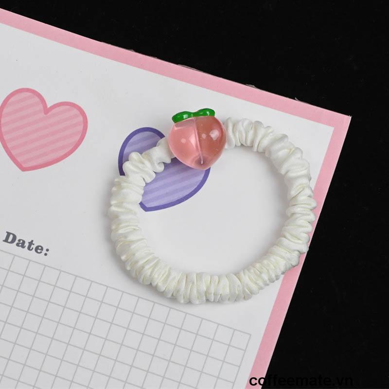 【coffeemate】⚡ Dây Buộc Tóc In Họa Tiết Quả Đào Thời Trang Cho Nữ