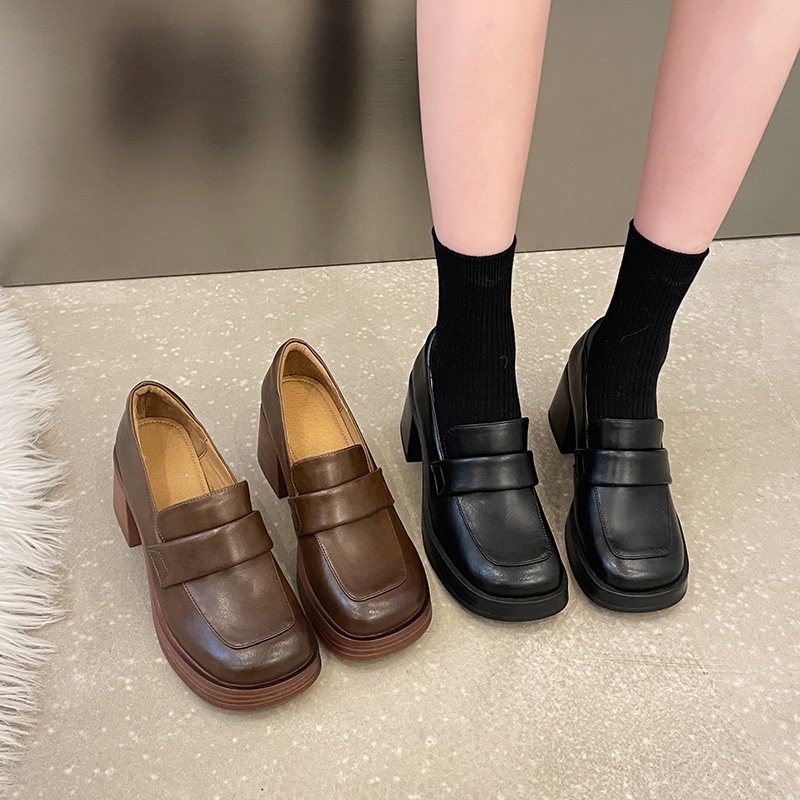 Giày Cao Gót Da Phong Cách Vintage Thanh Lịch Cho Nữ