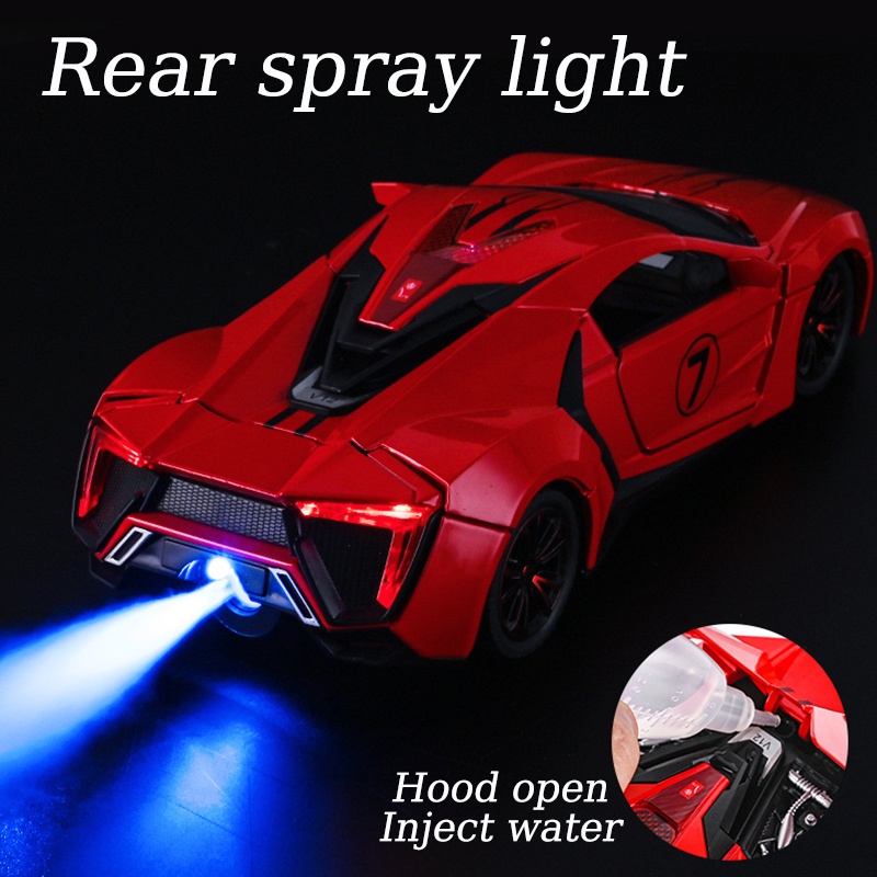 Mô Hình Xe Hơi Thể Thao Lykan Hypersport Phun Sương Bằng Hợp Kim Kẽm Có Đèn Và Âm Thanh 1 / 24 Làm Quà Sinh Nhật Cho Bé 3 Tuổi