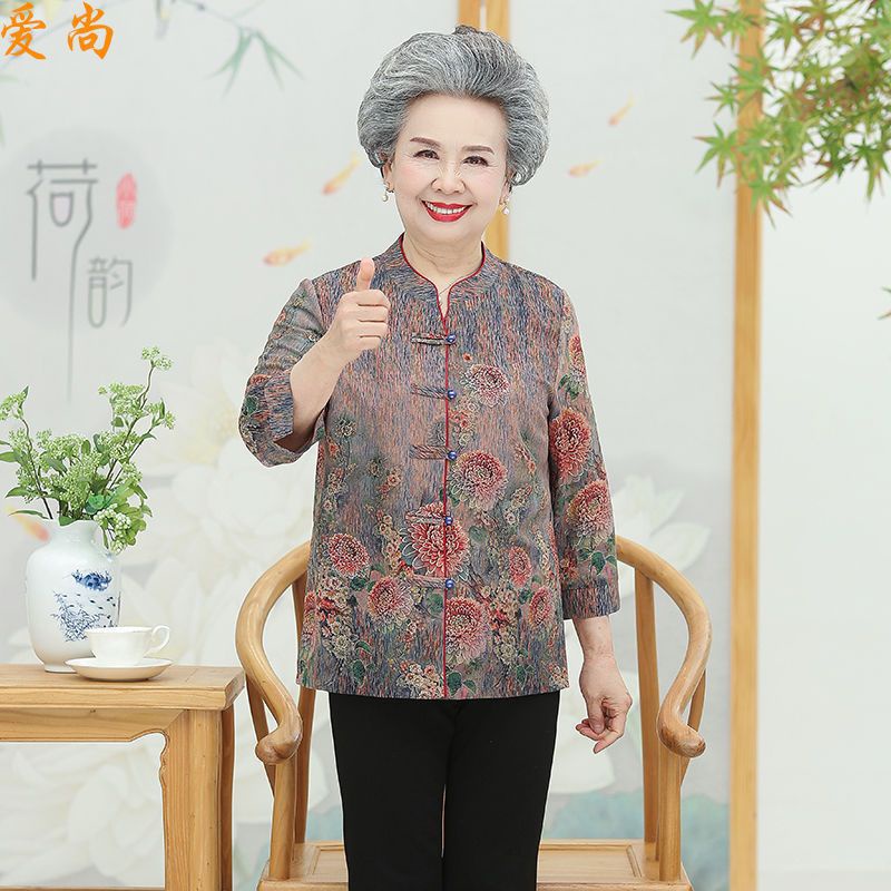 Áo Trung niên Tặng bà và mẹ hàng quảng châu cao cấp thiết kế hoa sang trọng