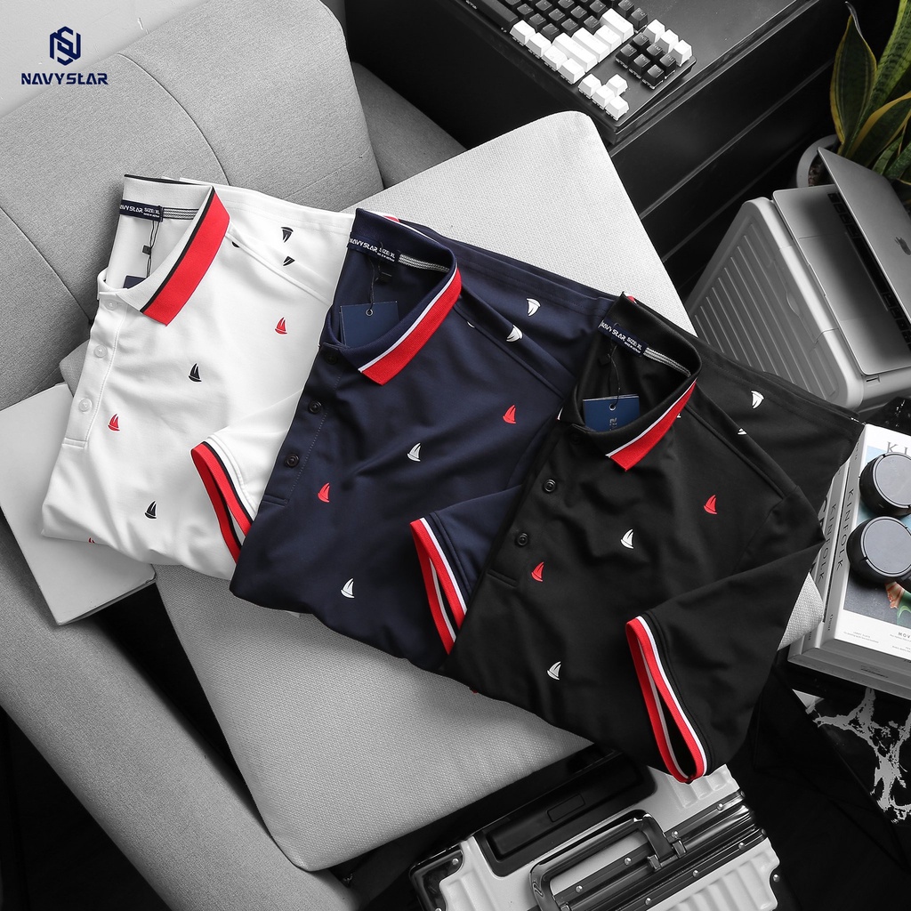 BIGSIZE NAM 80-140KG ÁO POLO HỌA TIẾT IN THUYỀN PL022 2BIG NAVY STAR