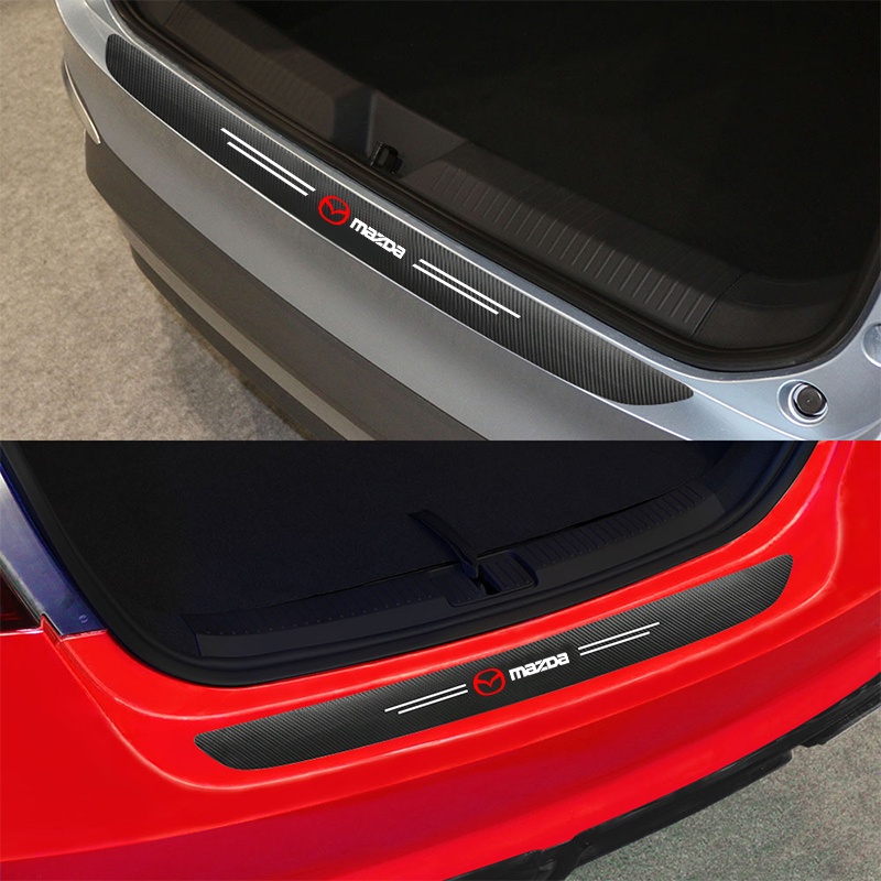1 Miếng Dán Logo 3D Bằng Sợi Carbon Bảo Vệ Cốp Sau Xe Hơi Mazda 5 6 323 626 RX8 CX5 CX-4 MX3 MX5 Atenza Axela