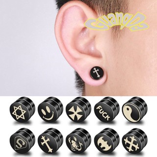 [GuangDa] Bông Tai Nam Châm Bằng Thép Không Gỉ Màu Đen Phong Cách Hàn Quốc Cho Nam Và Nữ