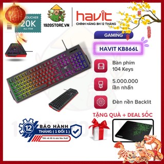 【Giao Hỏa Tốc】Bàn Phím Gaming RGB HAVIT KB866L, 104 Keys, Thiết Kế Công Thái Học, 5 Triệu Lần nhấn - Chính Hãng BH12T