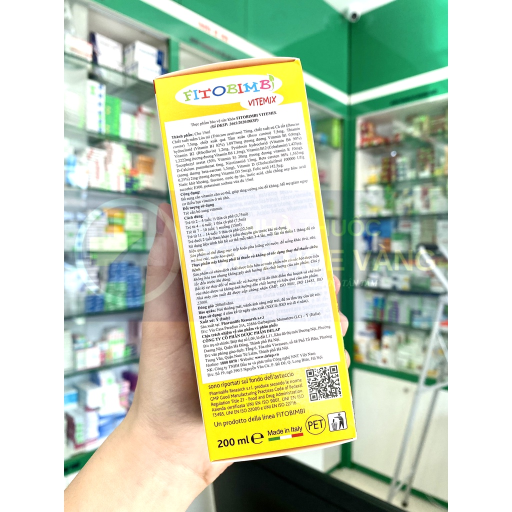FITOBIMBI VITEMIX - Siro Uống Bổ Sung Vitamin Tổng Hợp và Khoáng Chất, Tăng Sức Đề Kháng, Giúp Bé Phát Triển Toàn Diện