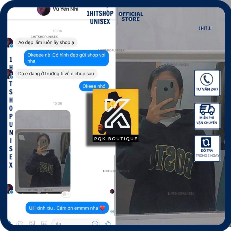 Áo Hoodie Dáng Rộng BOSTON PQK