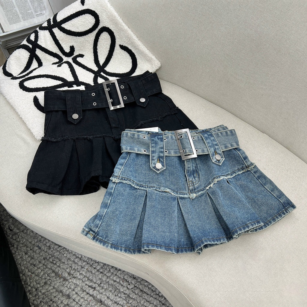 Chân váy Jeans xếp li đai to - BB