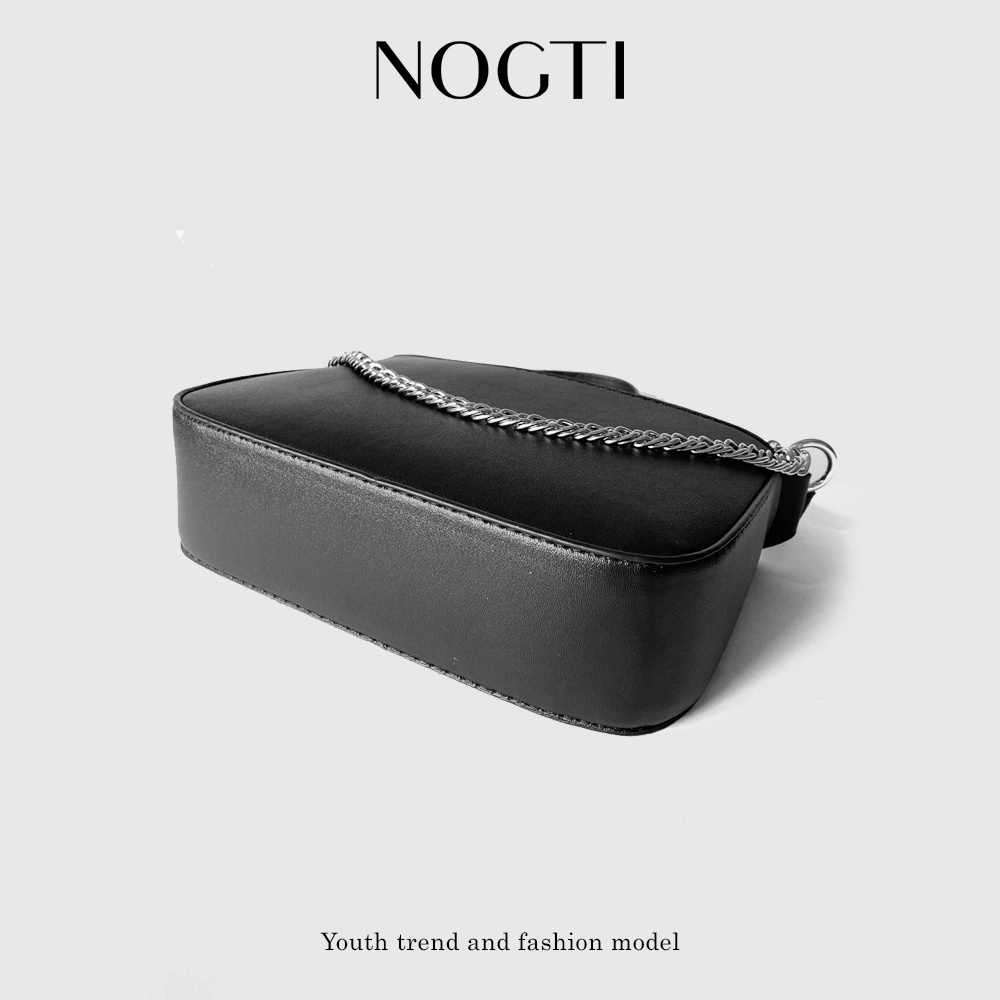 Túi Xách Nữ NOGTI Da Trơn Màu Đen, Trắng Đeo Chéo Cắp Nách Cầm Tay Quai Da Quai Xích Thời Trang Phong Cách Hàn Quốc