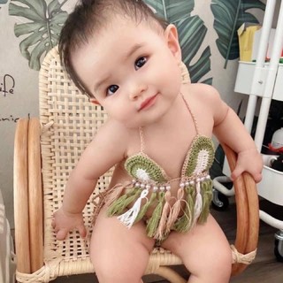 (hàng sẵn ) Đồ bơi-bikini len xinh cho bé gái
