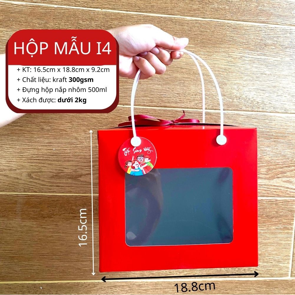JG 10 cái- Hộp Giấy Đỏ Đựng Set Quà Tết Làm Quà Tặng, Đựng Hũ Nhựa Nắp Nhôm 500ml, Đựng Khô Mứt, Set Yến