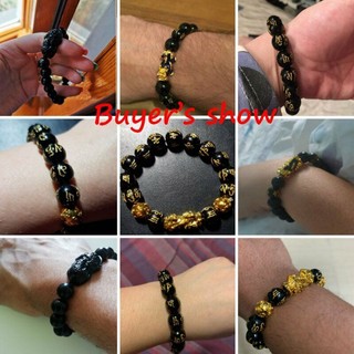 Vòng Tay Hạt Đá Obsidian Màu Đen May Mắn