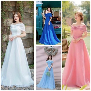 ĐẦM XOÈ TRỄ VAI ĐÍNH HOA HỒNG DÀI THƯỚT THA TẶNG KÈM HOA TAI THỜI TRANG