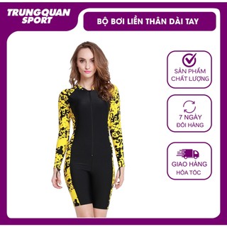 Đồ Bơi Nữ Tay Dài Quần Lửng Sbart 1010 Đen Vàng