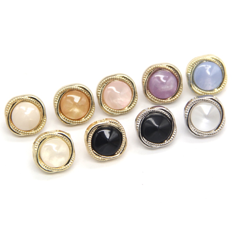 Set 10 Nút Áo Tròn Bằng Kim Loại 11mm Trang Trí Áo Sơ Mi