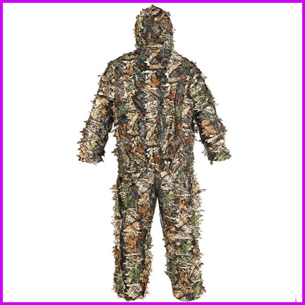 Bộ Quần Áo Ngụy Trang Quân Đội 3D Sống Động Siêu Nhẹ Họa Tiết Lá Cây Ngụy Trang Ghillie