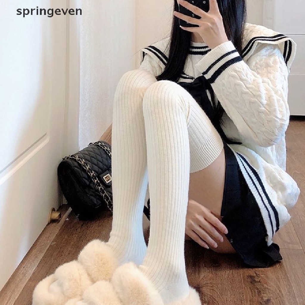 Vớ Cotton Dày Giữ Ấm Mùa Thu Đông Họa Tiết Sọc Dọc Màu Sắc Đơn Giản Cho Nữ