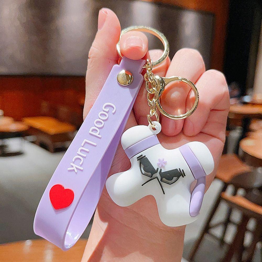 Móc Chìa Khóa Ba Chiều Họa Tiết Hoạt Hình Chữ Cái Thời Trang