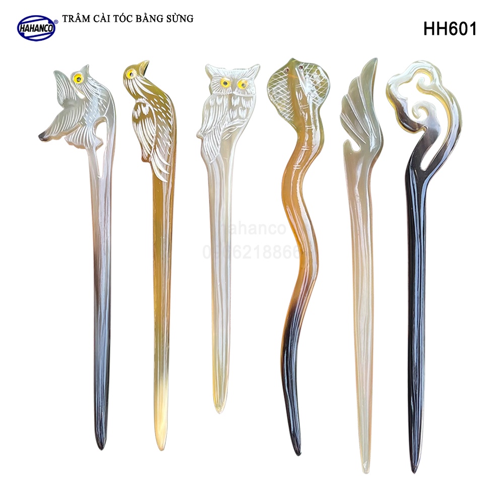 Trâm cài tóc bằng sừng (Đủ mẫu HH601) Đục khắc tinh xảo/ Họa tiết cổ trang độc lạ/ Sang trọng