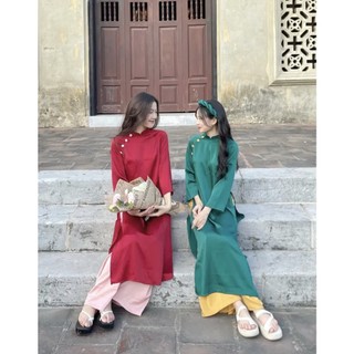 ÁO DÀI PHOM XUÔNG, ÁO DÀI cách tân đính cúc nhẹ nhàng diện tết,đi chùa ,phù hợp với mọi lứa tuổi