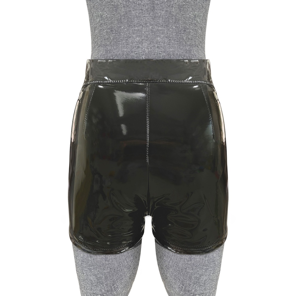 DUNEA Plus Size Women High Waist Pu Stretch Shorts Y1026