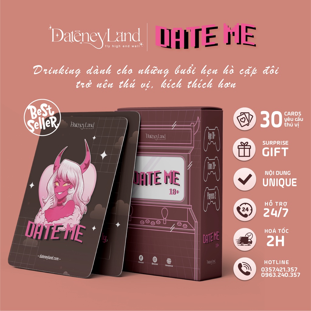 Bộ bài DATE ME- Drinking Game Game Hẹn Hò Cực Cháy Dành Cho Couple Thấu Hiểu Nhau, DateneyLand (Che tên sản phẩm)