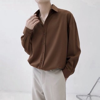 Áo sơ mi cổ bẻ from rộng UNISEX thời trang trẻ, chất lụa mát trơn