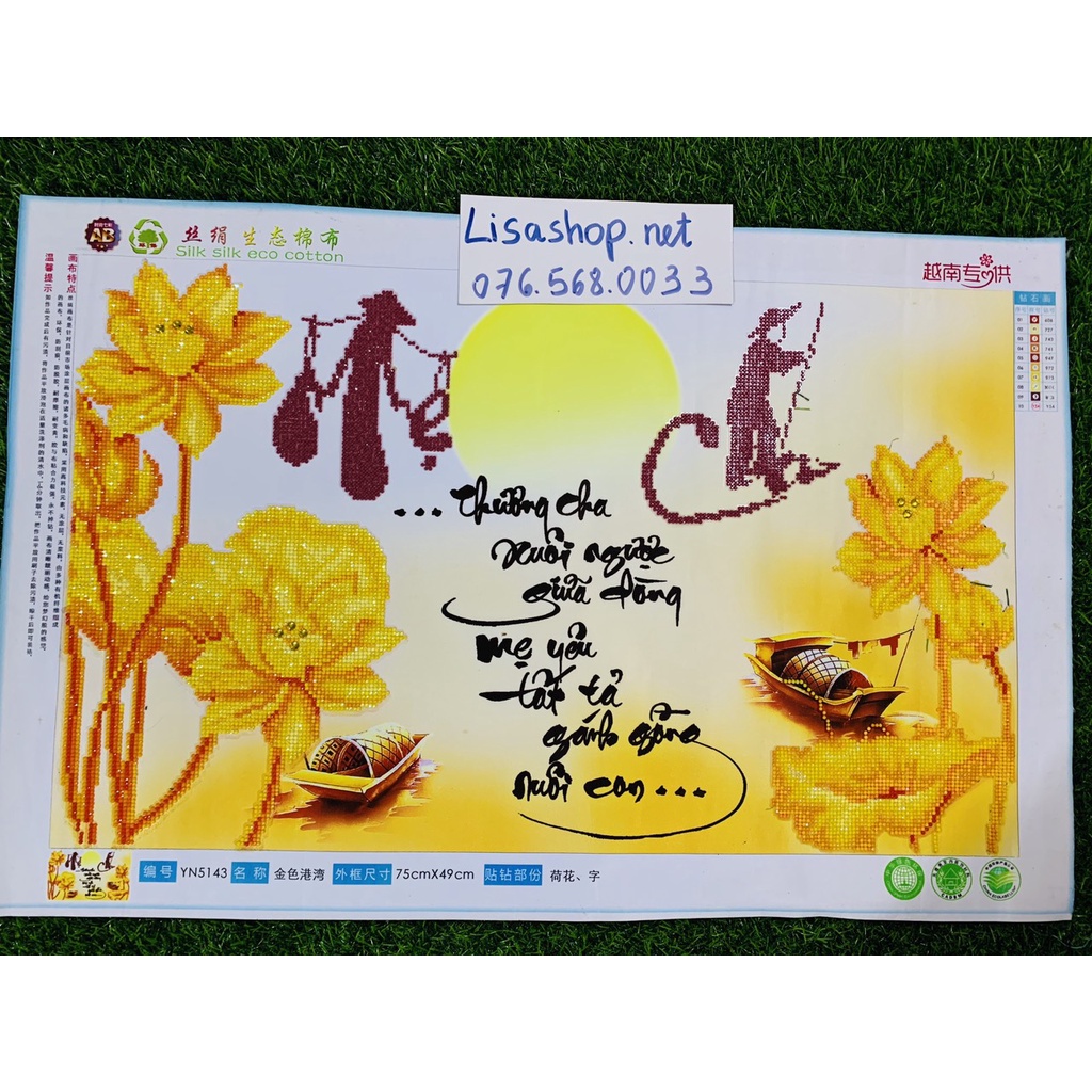 Tranh đính đá CHA MẸ đã đính thành phẩm 75x49cm đã đính rùi yn5143