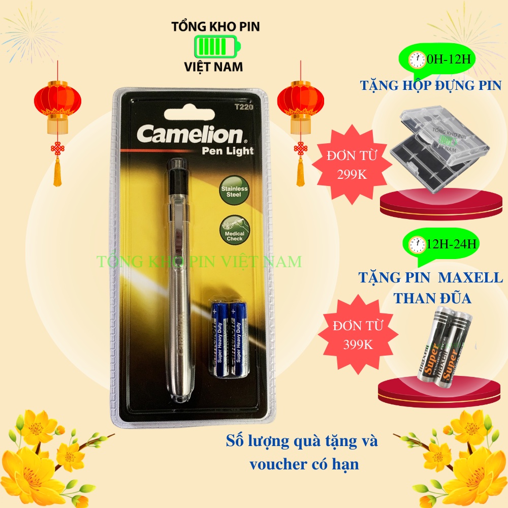 Đèn pin bút Camelion Pen Light soi tai mũi họng tặng kèm 2 pin AAA CHÍNH HÃNG