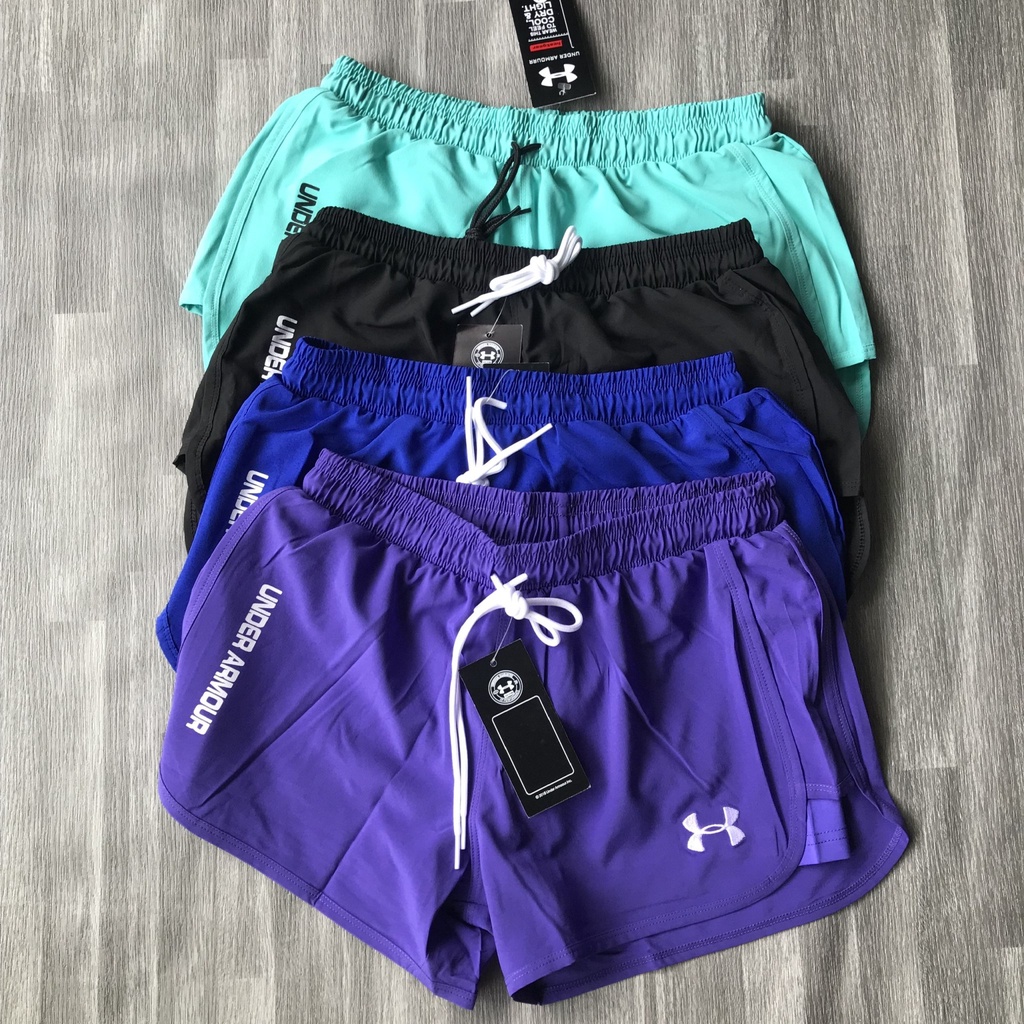 Quần short đùi UA running gym nữ 2 lớp, chất gió nhẹ mát