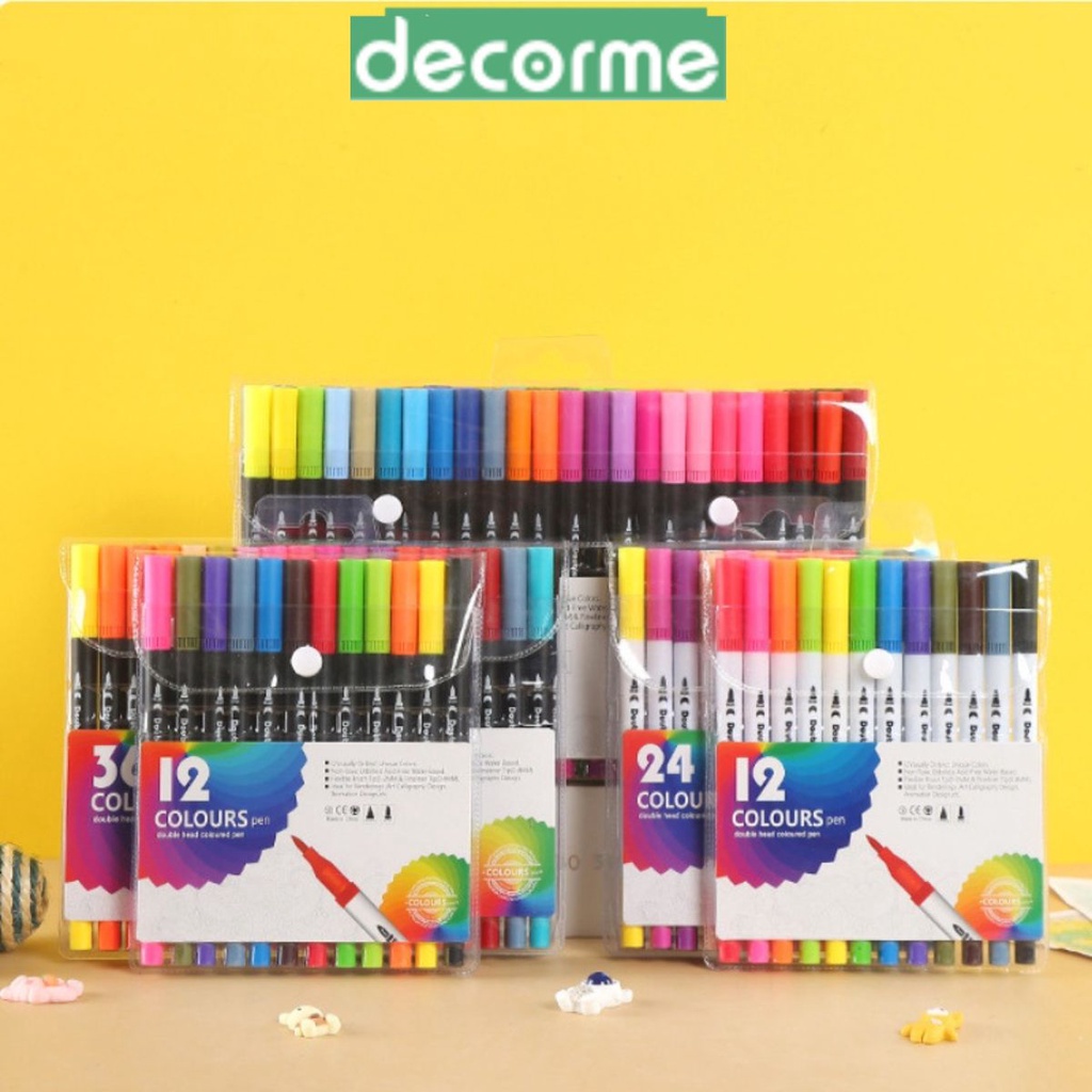 Bút brush viết calligraphy DecorMe bút dual tip brush pen 2 đầu đa năng