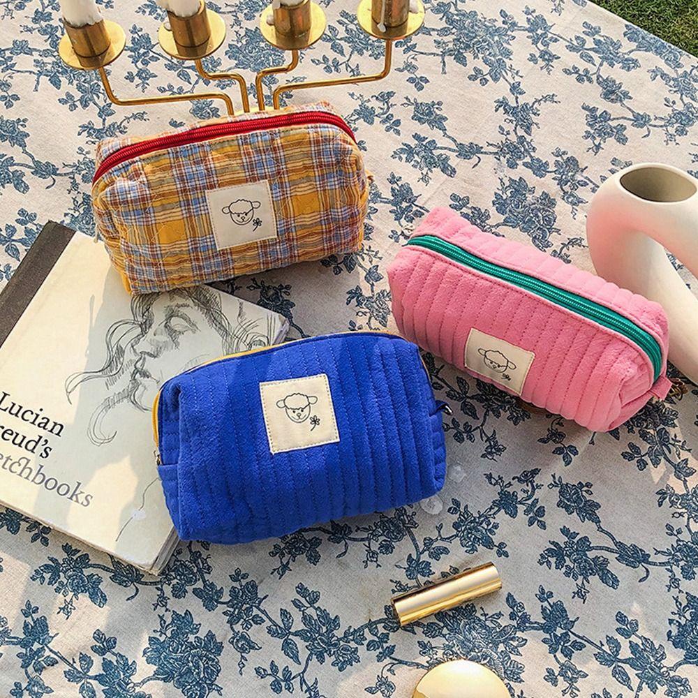 EBINLANDS Ebinlands Túi Đựng Mỹ Phẩm / Đồ Trang Điểm Bằng Cotton Chần Bông Họa Tiết Hoa Dành Cho Đi Du