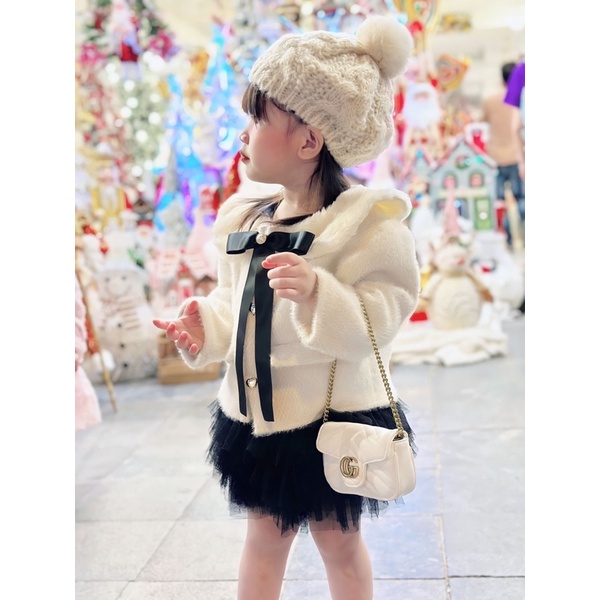 Mũ Nồi Len Vặn Thừng Quả Bông Đáng Yêu Dành Cho Bé Gái